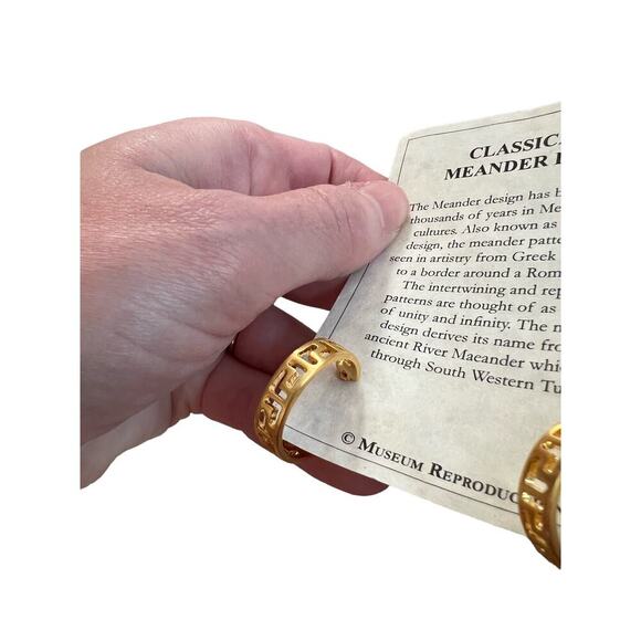 Costume Gold Greek Key Style Hoops Earrings - Picture 5 of 5